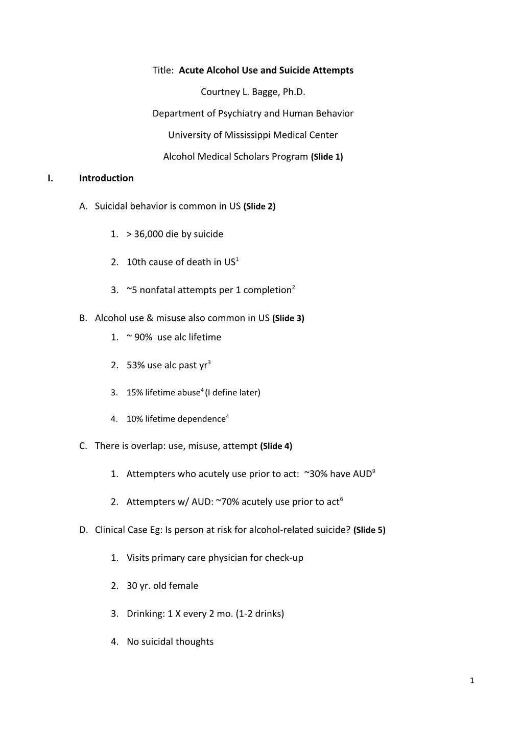 Title: Acute Alcohol Use and Suicide Attempts