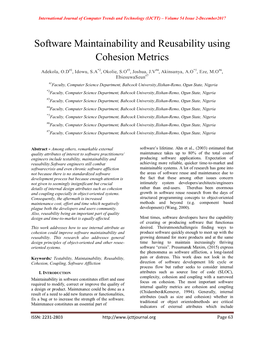 Software Maintainability and Reusability Using Cohesion Metrics