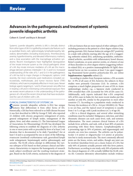 Advances in the Pathogenesis and Treatment of Systemic Juvenile Idiopathic Arthritis