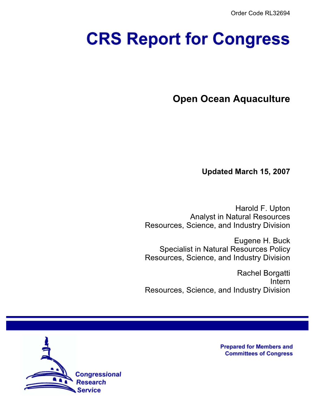 Open Ocean Aquaculture