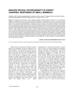 Induced Spatial Heterogeneity in Forest Canopies: Responses of Small Mammals