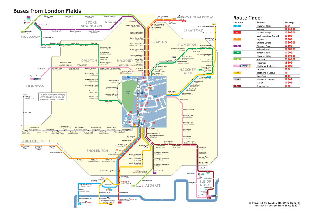 Buses from London Fields