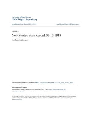 New Mexico State Record, 05-10-1918 State Publishing Company