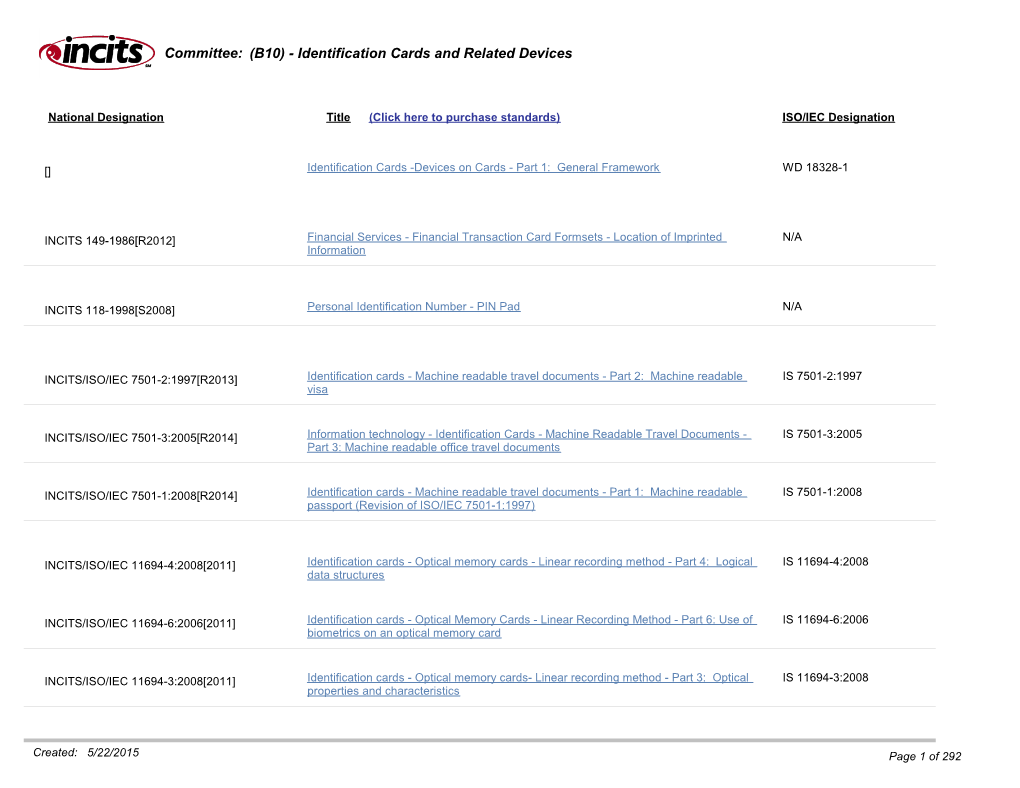 (B10) - Identification Cards and Related Devices