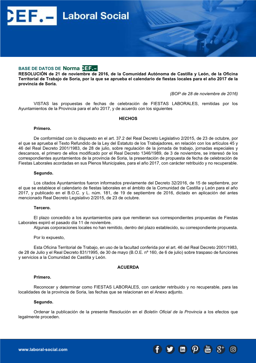 BASE DE DATOS DE RESOLUCIÓN De 21 De