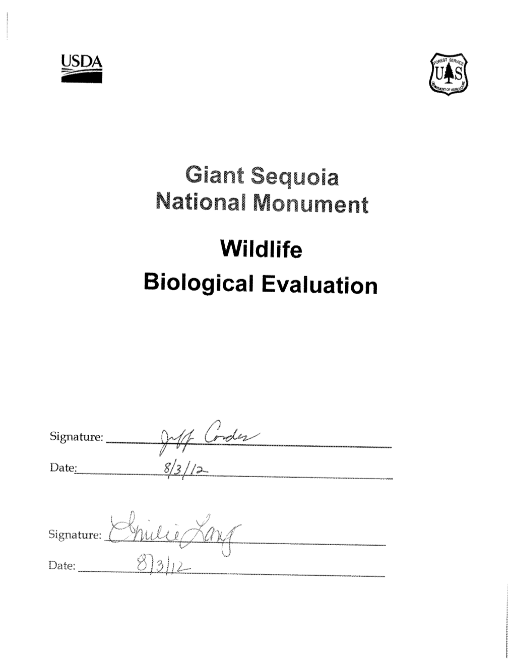 Wildlife Biological Evaluation