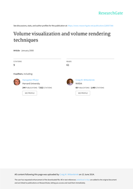 Volume Visualization and Volume Rendering Techniques