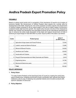 Andhra Pradesh Export Promotion Policy