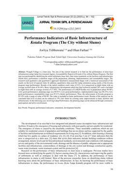 Performance Indicators of Basic Infrastructure of Kotaku Program (The City Without Slums)