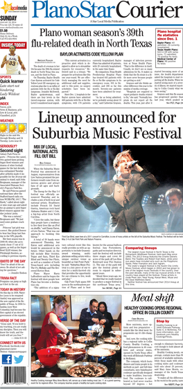 Lineup Announced for Suburbia Music Festival