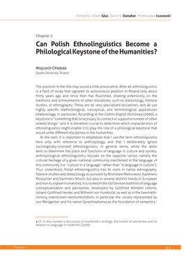 Can Polish Ethnolinguistics Become a Philological Keystone of the Humanities?