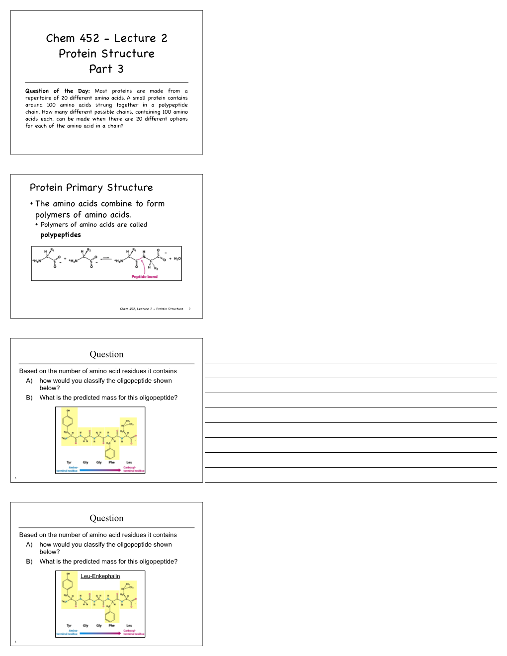 Chem 452 - Lecture 2 Protein Structure Part 3