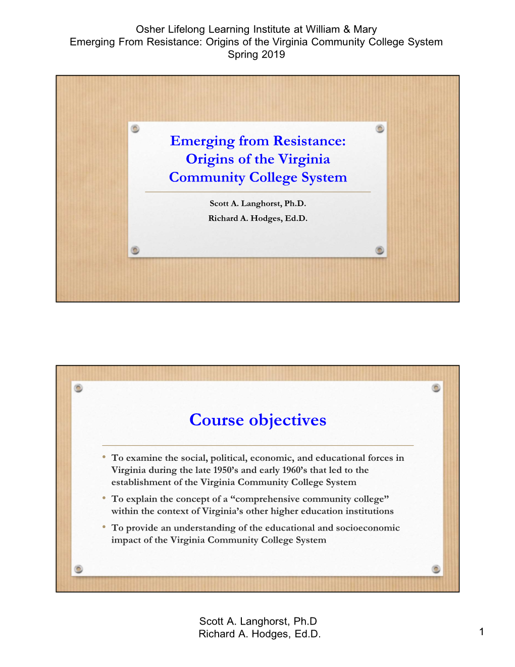 Course Objectives