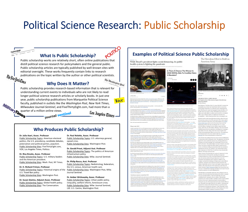 Political Science Research: Public Scholarship