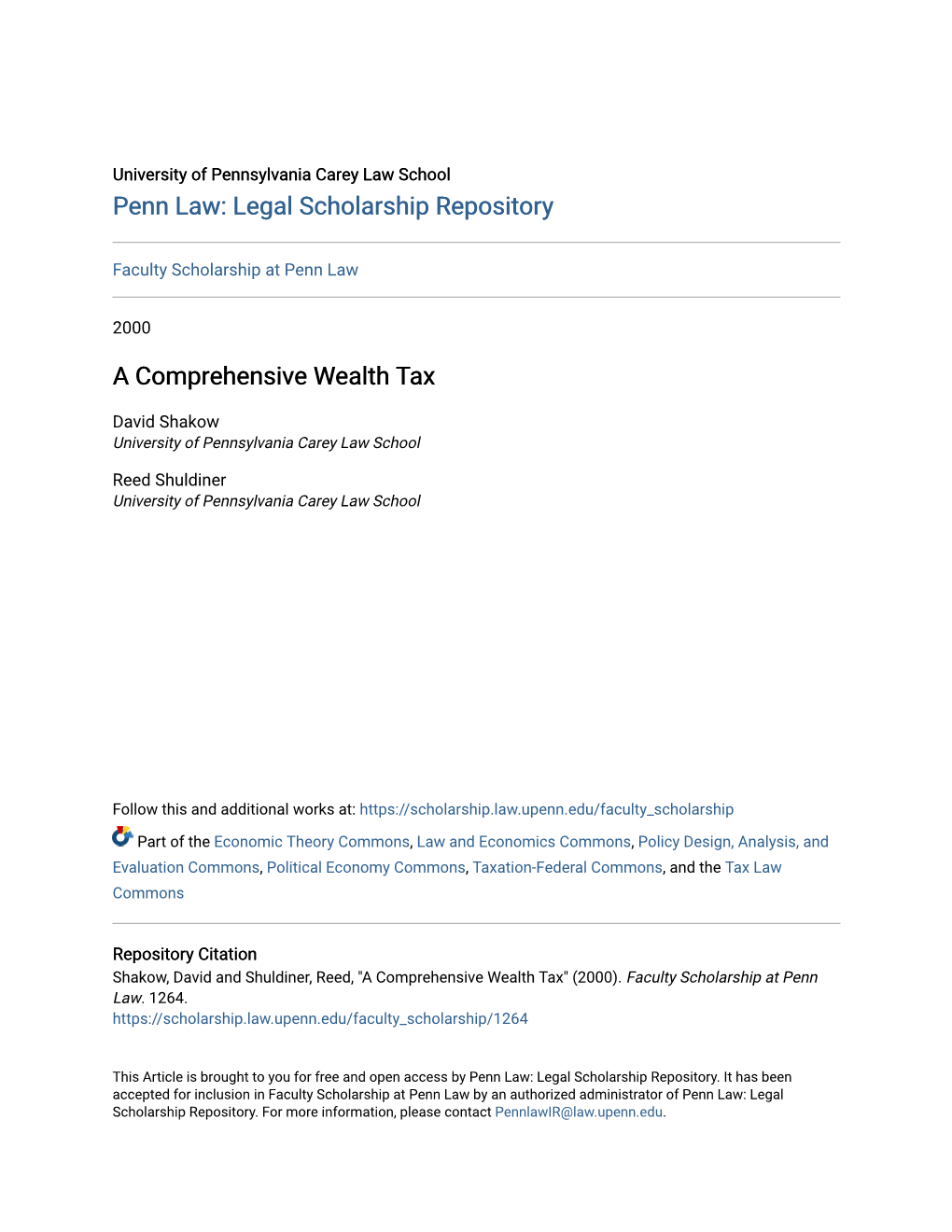 A Comprehensive Wealth Tax