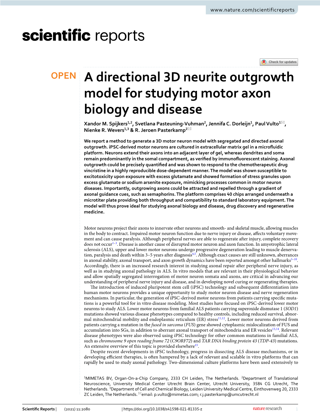 A Directional 3D Neurite Outgrowth Model for Studying Motor Axon Biology and Disease Xandor M