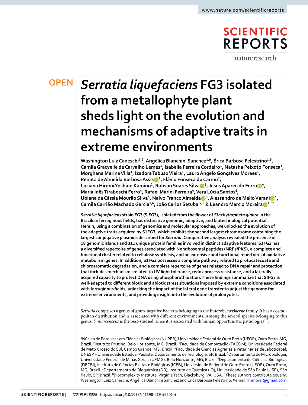 Serratia Liquefaciensfg3 Isolated from a Metallophyte Plant Sheds Light On