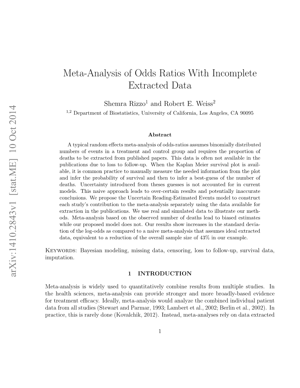 Meta-Analysis of Odds Ratios with Incomplete Extracted Data