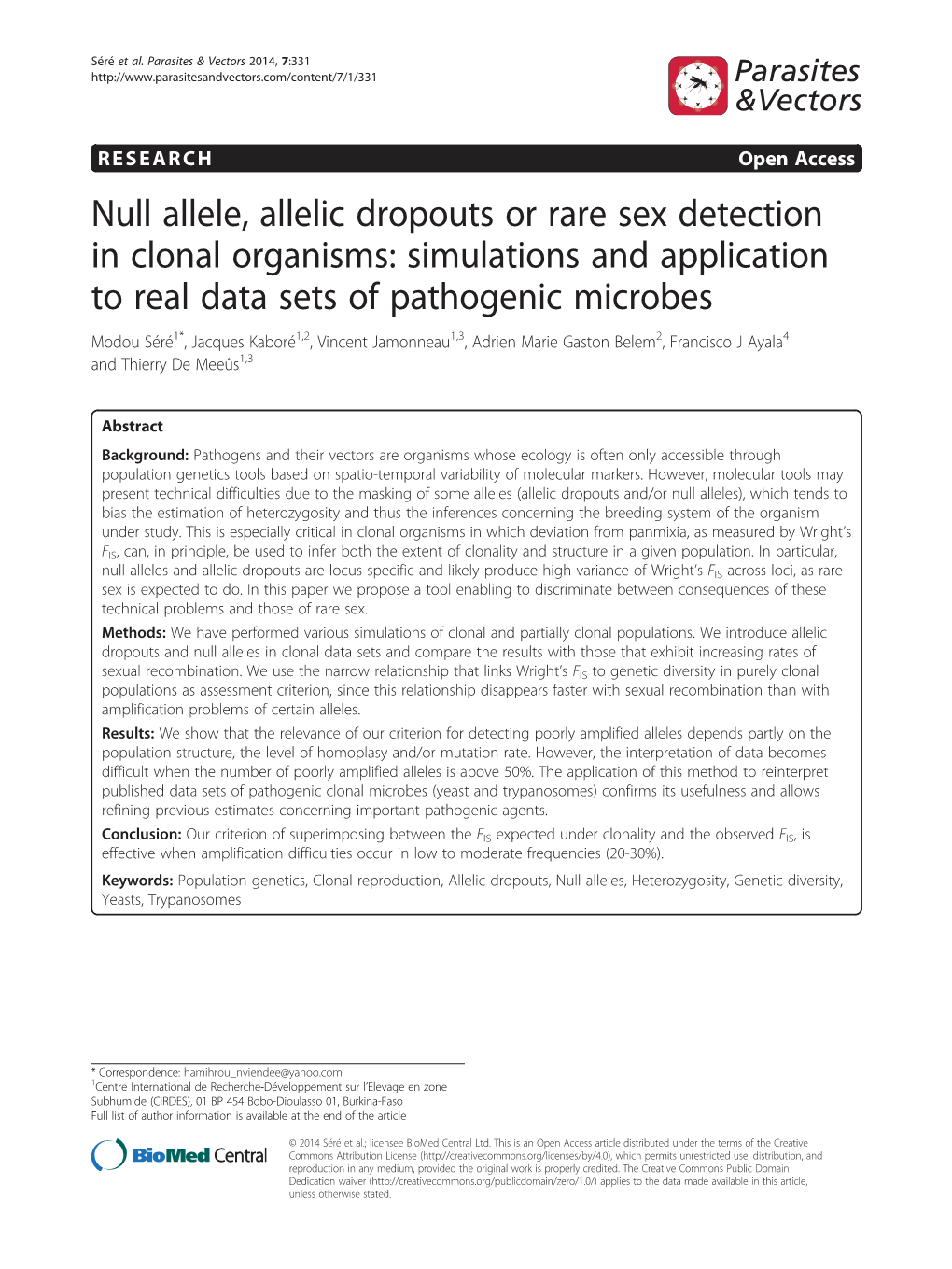 Null Allele, Allelic Dropouts Or Rare Sex Detection in Clonal Organisms