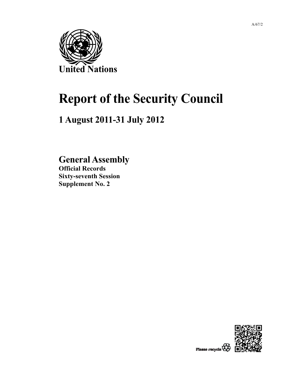 Report of the Security Council