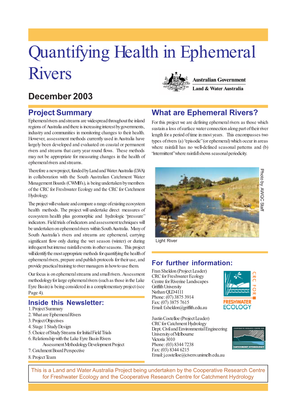 Quantifying Health in Ephemeral Rivers