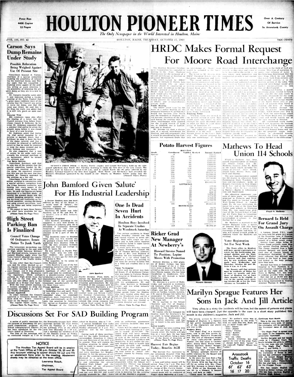 Houlton Pioneer Times : October 17, 1963