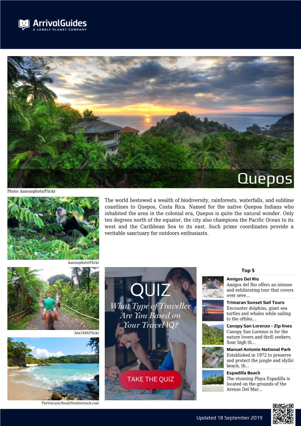 Quepos Photo: Kansasphoto/Flickr the World Bestowed a Wealth of Biodiversity, Rainforests, Waterfalls, and Sublime Coastlines to Quepos, Costa Rica
