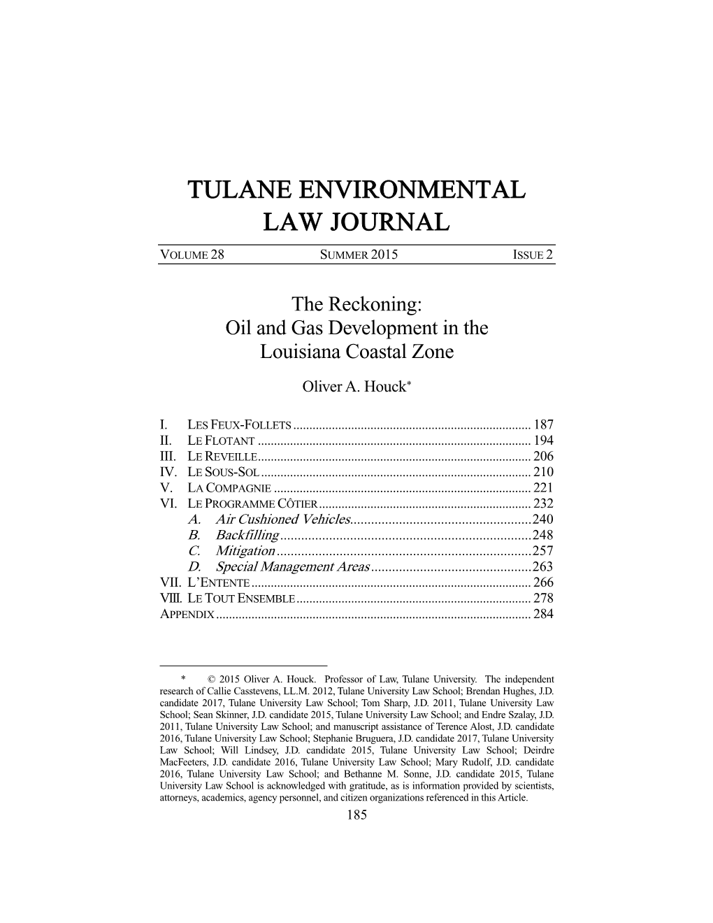 Tulane Environmental Law Journal