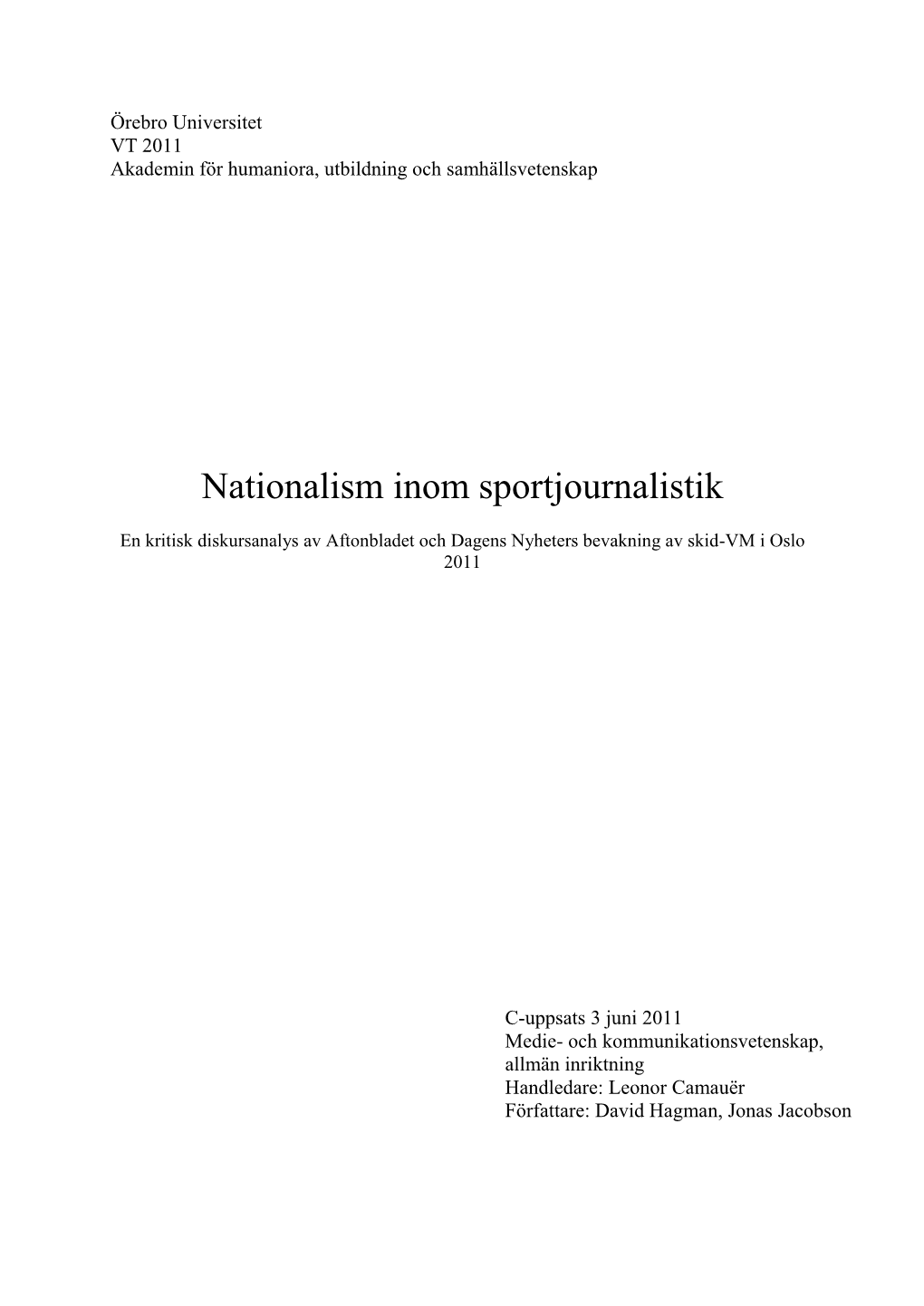 Nationalism Inom Sportjournalistik