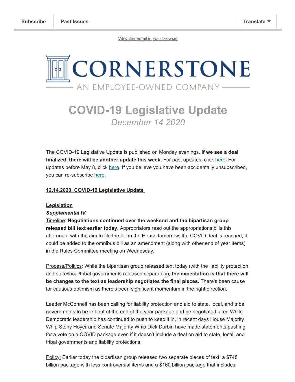 COVID-19 Legislative Update December 14 2020