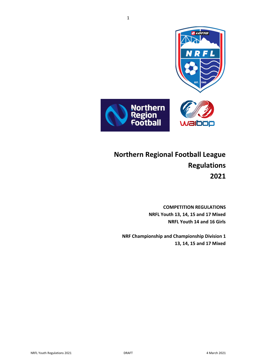 Northern Regional Football League Regulations 2021