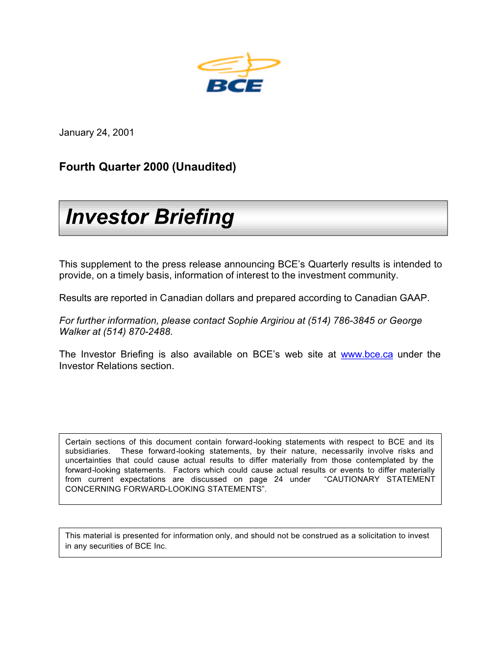 Investor Briefing