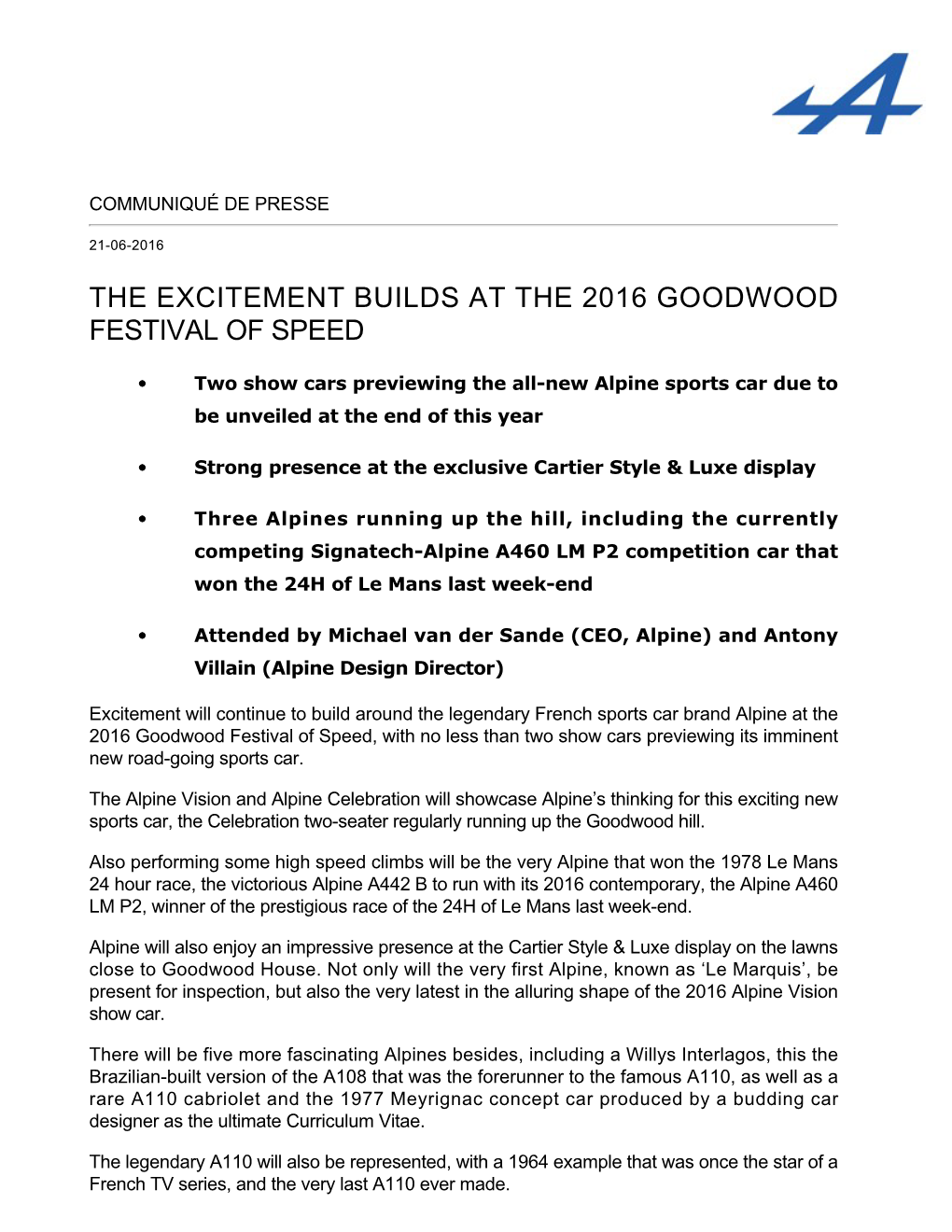 The Excitement Builds at the 2016 Goodwood Festival of Speed