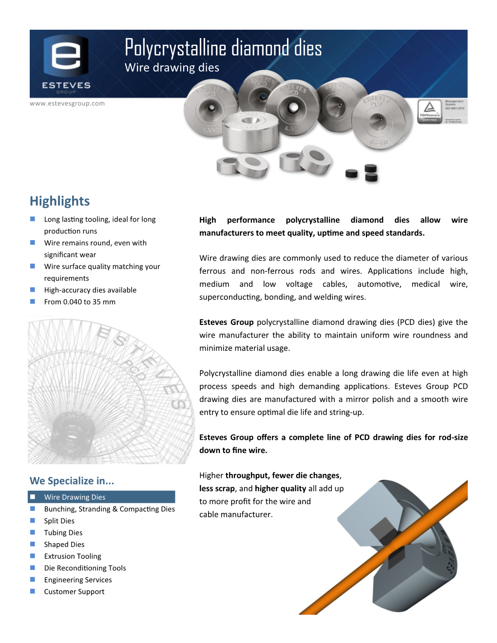 Polycrystalline Diamond Dies Wire Drawing Dies