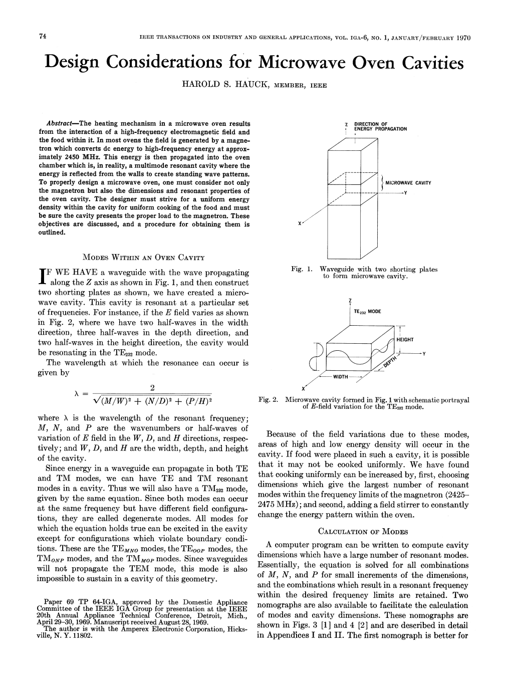 Design Considerations for Microwave Oven Cavities