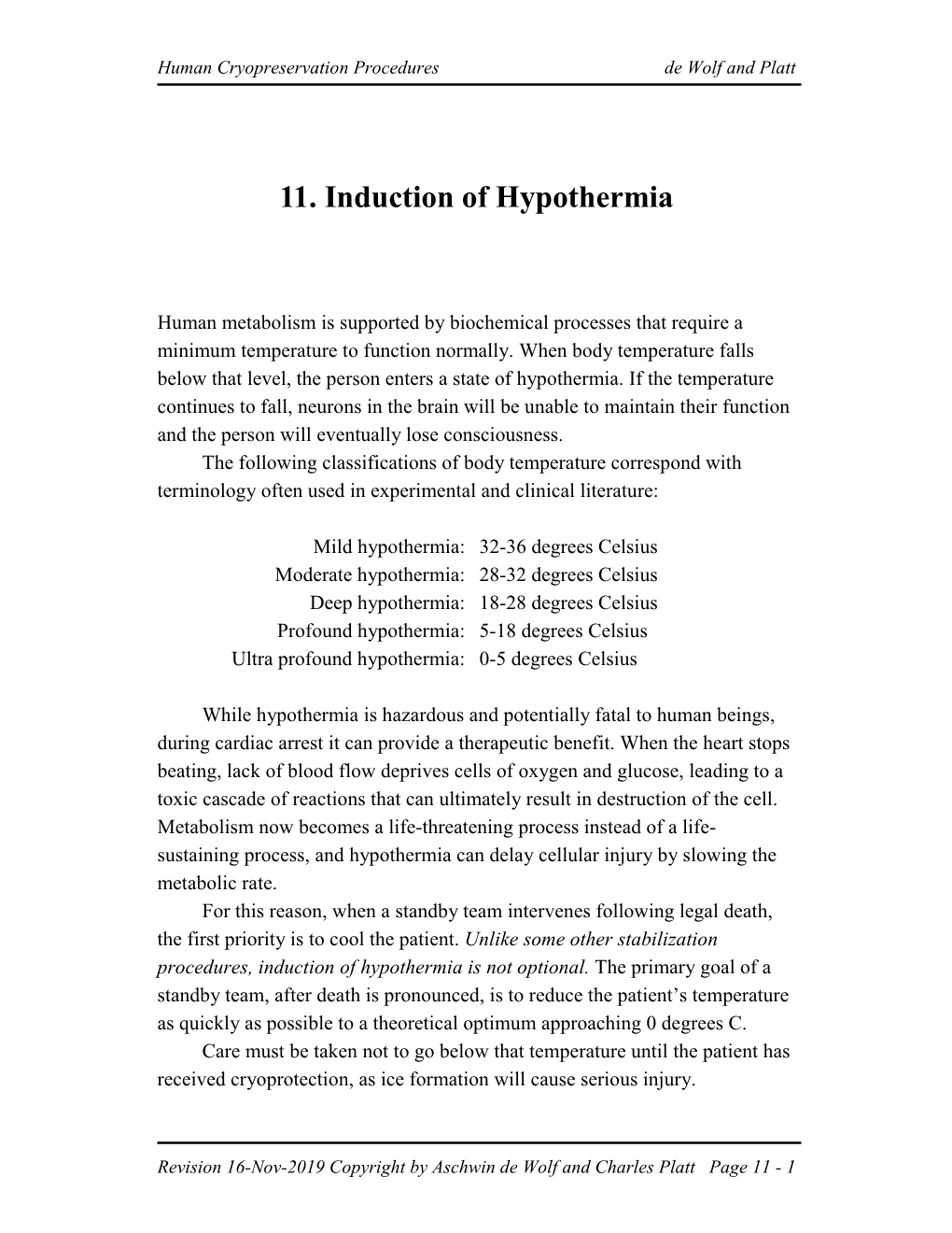 11. Induction of Hypothermia