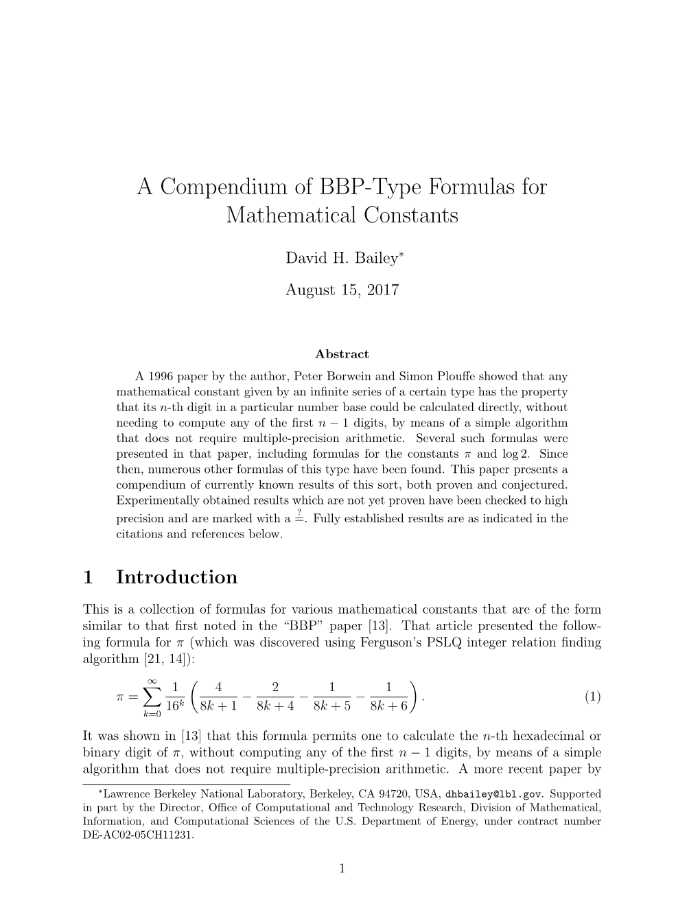A Compendium of BBP-Type Formulas for Mathematical Constants
