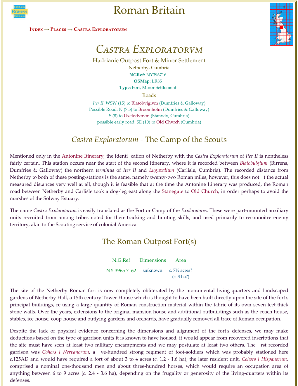 Castra Exploratorum - the Camp of the Scouts