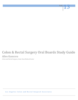 Colon & Rectal Surgery Oral Boards Study Guide