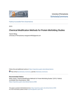 Chemical Modification Methods for Protein Misfolding Studies