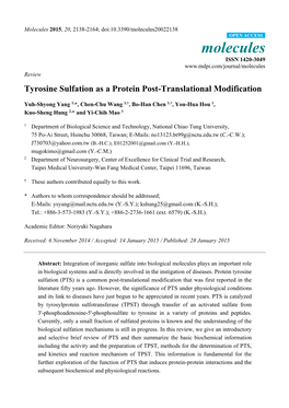 Tyrosine Sulfation As a Protein Post-Translational Modification