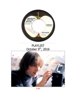 BWTB Playlist- Oct. 9Th, 2016- Lennon