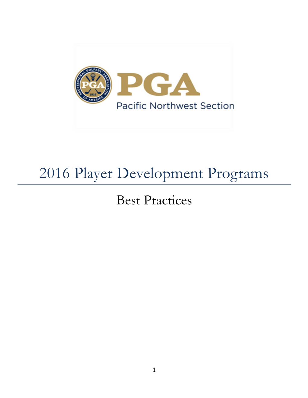 2016 Player Development Programs Best Practices