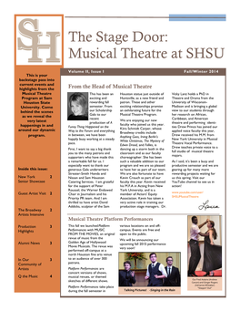 The Stage Door: Musical Theatre at SHSU