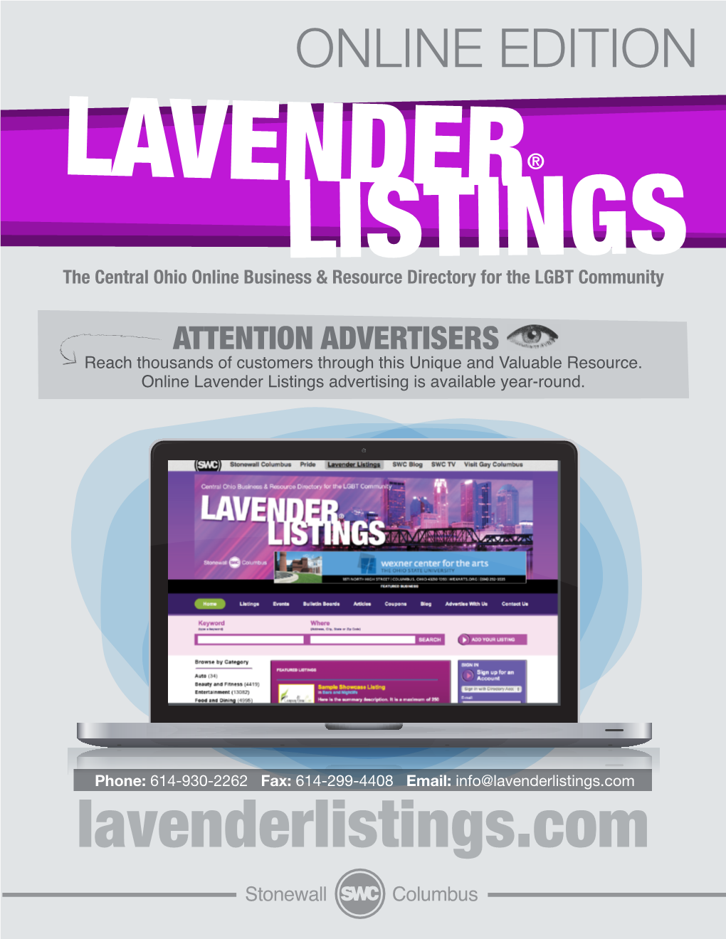 Lavenderlistings.Com Lavenderlistings.Com Lavenderlistings.Com: the Central Ohio Online Business & Resource Directory for the LGBT Community Online Ads