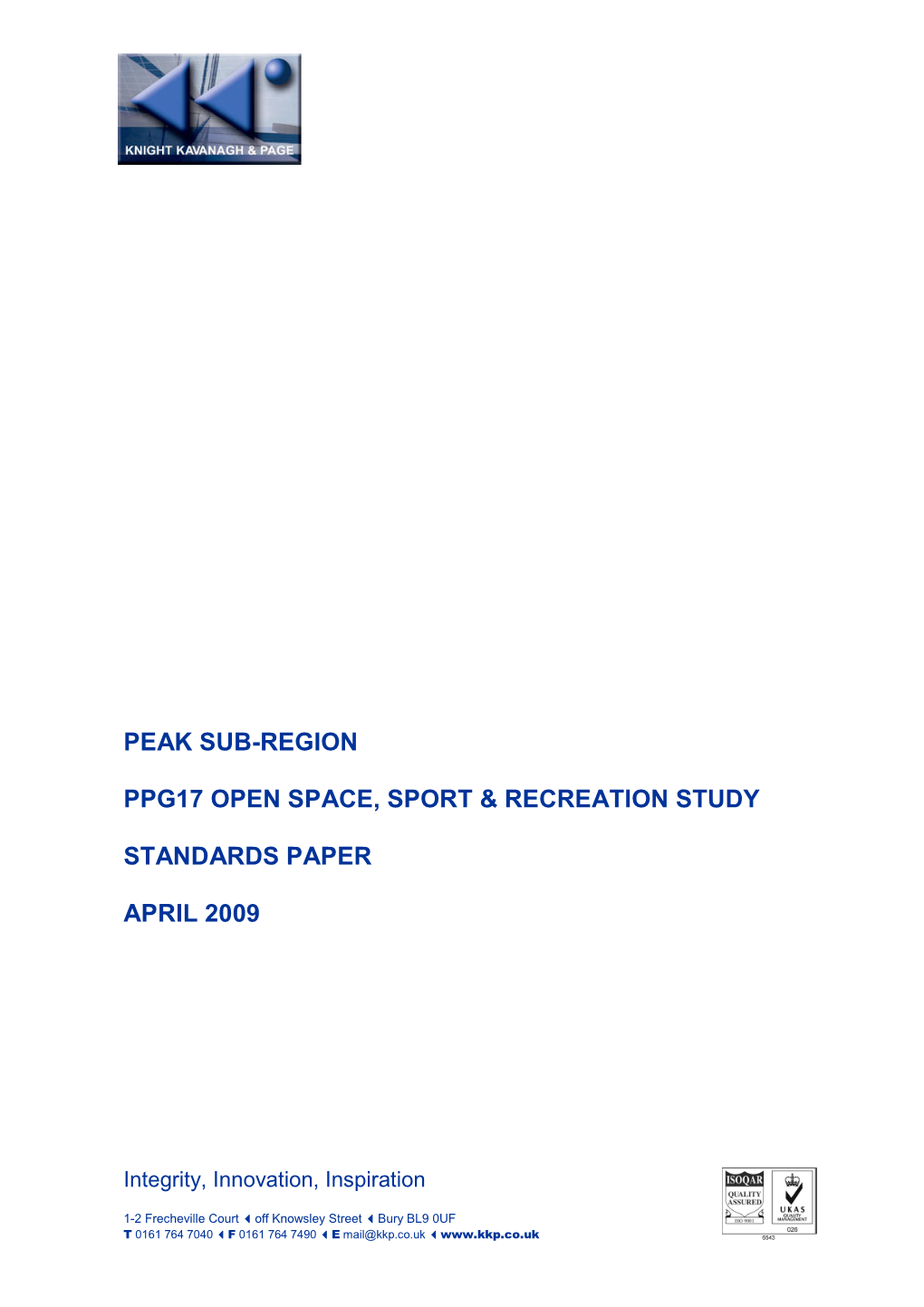 Peak Sub Region PPG17 Open Space Study