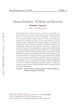 Syntax Evolution: Problems and Recursion