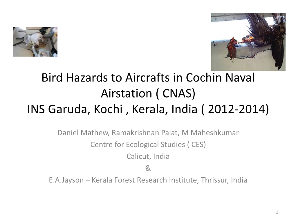 Bird Hazards to Aircrafts in Cochin Naval Airstation ( CNAS) INS Garuda, Kochi , Kerala, India ( 2012-2014)