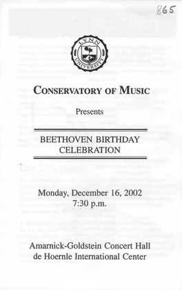 2002-2003 Beethoven Birthday Celebration