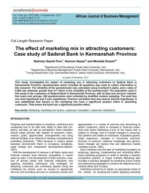 The Effect of Marketing Mix in Attracting Customers: Case Study of Saderat Bank in Kermanshah Province